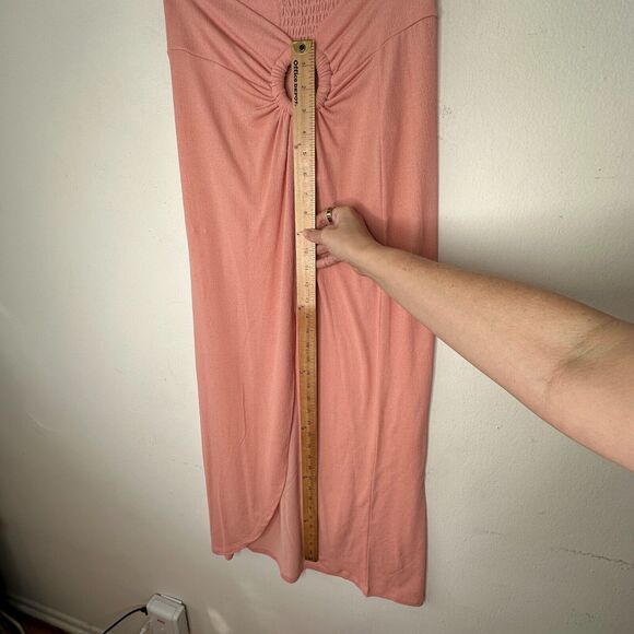 NWT Topshop Peachy Gather Maxi Skirt Bamboo O-Ring Slit Front Smocked Back 4 / 6 - Picture 11 of 12